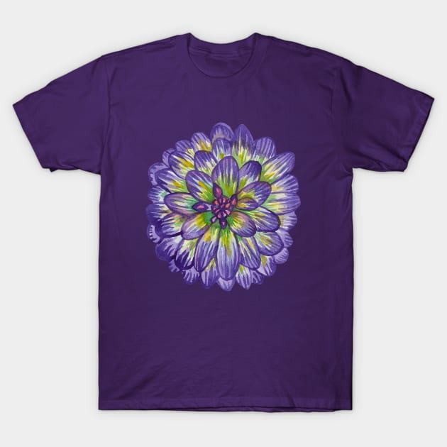 Violet dahlia flower T-Shirt by deadblackpony